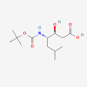Chemical structure of (3S,4S)-4-((tert-Butoxycarbonyl)amino)-3-hydroxy-6-methylheptanoic acid
