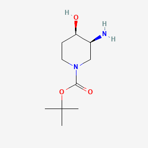 Chemical structure of t-Butyl (3S,4R)-3-amino-4-hydroxypiperidine-1-carboxylate