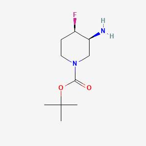 Chemical structure of (3S,4R)-tert-Butyl 3-amino-4-fluoropiperidine-1-carboxylate