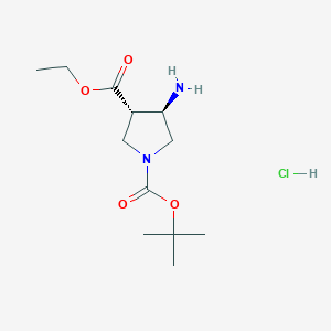 Chemical structure of (3S,4R)-1-tert-Butyl 3-ethyl 4-aminopyrrolidine-1,3-dicarboxylate hydrochloride