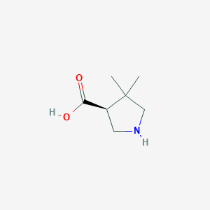 Chemical structure of (3S)-4,4-Dimethyl-pyrrolidine-3-carboxylic acid
