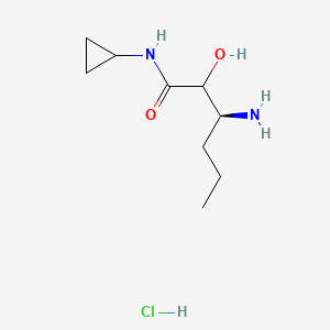 Chemical structure of (3S)-3-Amino-N-Cyclopropyl-2-Hydroxyhexanamide Hydrochloride