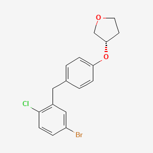 Chemical structure of (S)-3-(4-(5-Bromo-2-chlorobenzyl)phenoxy)tetrahydrofuran