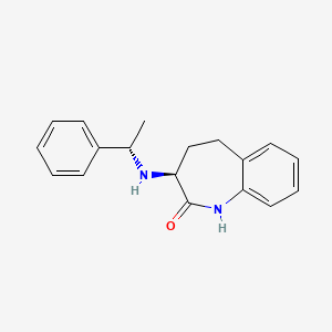 Chemical structure of (3S)-3-[[(S)-1-Phenylethyl]amino]-1,3,4,5-tetrahydro-2H-1-benzazepin-2-one