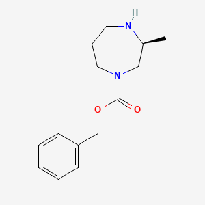 Chemical structure of (S)-Benzyl 3-methyl-1,4-diazepane-1-carboxylate