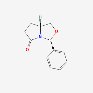 Chemical structure of (3R,7aR)-3-phenyltetrahydropyrrolo[1,2-c]oxazol-5(3H)-one