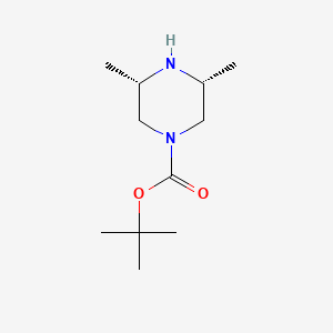 Chemical structure of tert-butyl (3R,5S)-3,5-dimethylpiperazine-1-carboxylate