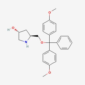 Chemical structure of (3R,5S)-5-((bis(4-methoxyphenyl)(phenyl)methoxy)methyl)pyrrolidin-3-ol