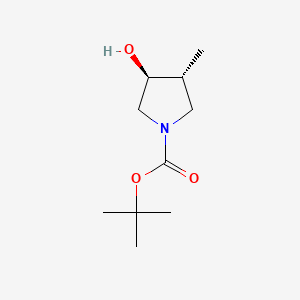 Chemical structure of (3R,4S)-rel-tert-Butyl 3-hydroxy-4-methylpyrrolidine-1-carboxylate