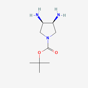 Chemical structure of (3R,4S)-rel-tert-Butyl 3,4-diaminopyrrolidine-1-carboxylate