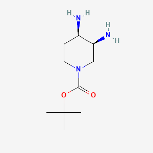 Chemical structure of (3R,4S)-rel-tert-Butyl 3,4-diaminopiperidine-1-carboxylate