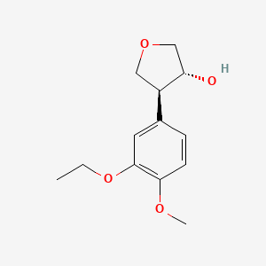 Chemical structure of (3R,4S)-4-(3-ethoxy-4-methoxyphenyl)tetrahydrofuran-3-ol