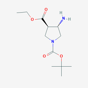 Chemical structure of (3R,4S)-1-tert-Butyl 3-ethyl 4-aminopyrrolidine-1,3-dicarboxylate