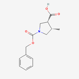 Chemical structure of (3R,4S)-1-Cbz-4-methylpyrrolidine-3-carboxylic Acid