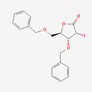 Chemical structure of (3R,4R,5R)-4-(benzyloxy)-5-(benzyloxymethyl)-3-fluoro-dihydrofuran-2(3H)-one