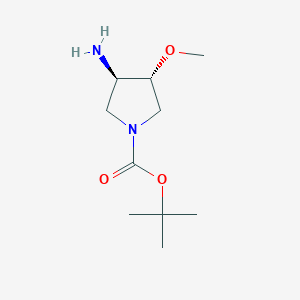 Chemical structure of (3R,4R)-tert-Butyl 3-amino-4-methoxypyrrolidine-1-carboxylate