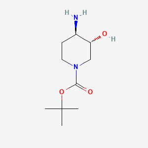 Chemical structure of (3R,4R)-rel-tert-Butyl 4-amino-3-hydroxypiperidine-1-carboxylate