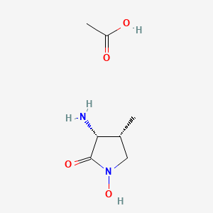 Chemical structure of (3R,4R)-3-Amino-1-hydroxy-4-methyl-2-pyrrolidinone Acetate