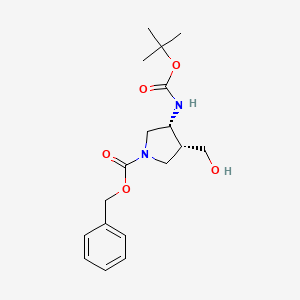 Chemical structure of (3R,4R)-3-(Boc-amino)-1-Cbz-4-(hydroxymethyl)pyrrolidine