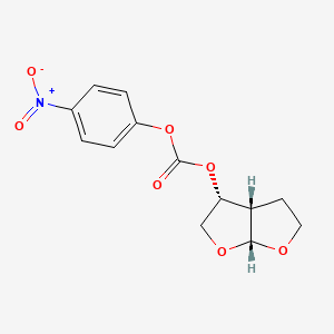 Chemical structure of (3R,3aS,6aR)-hexahydrofuro[2,3-b]furan-3-yl 4-nitrophenyl carbonate