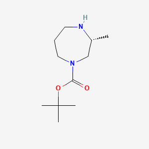 Chemical structure of tert-butyl (3R)-3-methyl-1,4-diazepane-1-carboxylate
