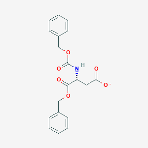 Chemical structure of (3R)-4-oxo-4-phenylmethoxy-3-(phenylmethoxycarbonylamino)butanoate