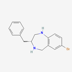 Chemical structure of (3R)-3-benzyl-7-bromo-2,3,4,5-tetrahydro-1H-1,4-benzodiazepine
