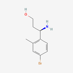 Chemical structure of (3R)-3-amino-3-(4-bromo-2-methylphenyl)propan-1-ol