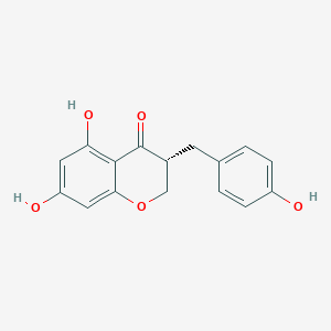 Chemical structure of (3R)-2,3-Dihydro-5,7-dihydroxy-3-[(4-hydroxyphenyl)methyl]-4H-1-benzopyran-4-one