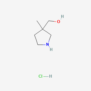 Chemical structure of (3-Methylpyrrolidin-3-yl)methanol hydrochloride