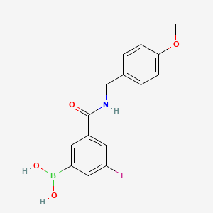 Chemical structure of (3-Fluoro-5-((4-methoxybenzyl)carbamoyl)phenyl)boronic acid