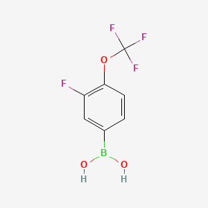 Chemical structure of 3-Fluoro-4-(trifluoromethoxy)benzeneboronic acid