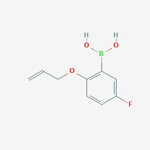 Chemical structure of (3-fluoro-4-(oxetan-3-yl)phenyl)boronic acid