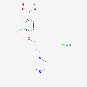 Chemical structure of (3-Fluoro-4-(3-(4-methylpiperazin-1-yl)propoxy)phenyl)boronic acid hydrochloride