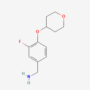 Chemical structure of [3-Fluoro-4-(oxan-4-yloxy)phenyl]methanamine