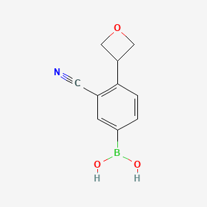 Chemical structure of (3-cyano-4-(oxetan-3-yl)phenyl)boronic acid