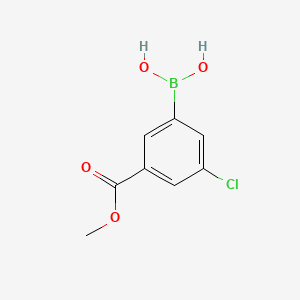 Chemical structure of 3-Chloro-5-(methoxycarbonyl)benzeneboronic acid