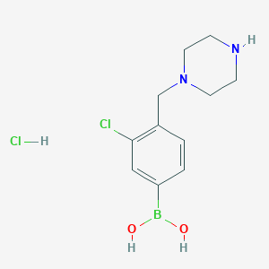 Chemical structure of (3-Chloro-4-(piperazin-1-ylmethyl)phenyl)boronic acid hydrochloride