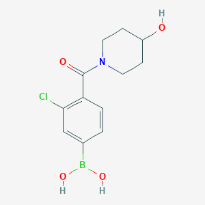 Chemical structure of (3-Chloro-4-(4-hydroxypiperidine-1-carbonyl)phenyl)boronic acid