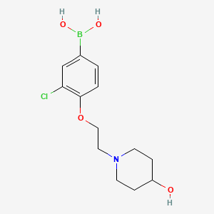 Chemical structure of (3-Chloro-4-(2-(4-hydroxypiperidin-1-yl)ethoxy)phenyl)boronic acid