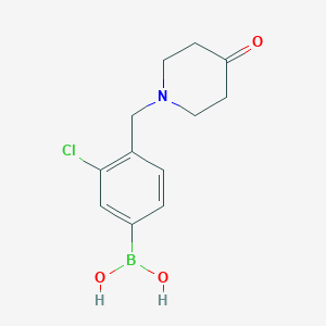 Chemical structure of (3-Chloro-4-((4-oxopiperidin-1-yl)methyl)phenyl)boronic acid