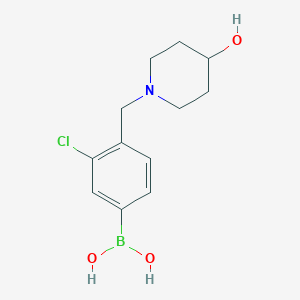 Chemical structure of (3-Chloro-4-((4-hydroxypiperidin-1-yl)methyl)phenyl)boronic acid