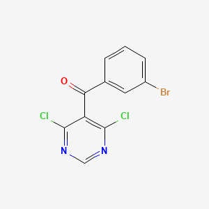 Chemical structure of (3-broMophenyl)(4,6-dichloropyriMidin-5-yl)Methanone