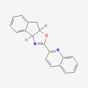 Chemical structure of (3aS,8aR)-2-(Quinolin-2-yl)-3a,8a-dihydro-8H-indeno[1,2-d]oxazole
