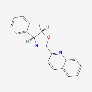 Chemical structure of (3aR,8aS)-2-(Quinolin-2-yl)-3a,8a-dihydro-8H-indeno[1,2-d]oxazole