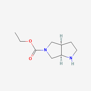 Chemical structure of (3aR,6aR)-5-Ethoxycarbonyl-1H-hexahydropyrrolo[3,4-b]pyrrole