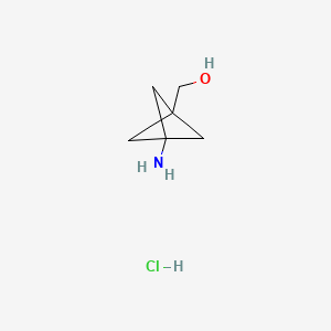 Chemical structure of (3-Aminobicyclo[1.1.1]pentan-1-yl)methanol hydrochloride