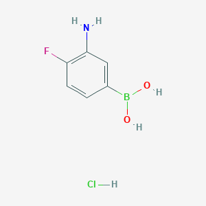 Chemical structure of (3-Amino-4-fluorophenyl)boronic acid hydrochloride