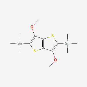 Chemical structure of (3,6-Dimethoxythieno[3,2-b]thiophene-2,5-diyl)bis(trimethylstannane)