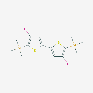 Chemical structure of (3,3'-Difluoro-[2,2'-bithiophene]-5,5'-diyl)bis(trimethylsilane)